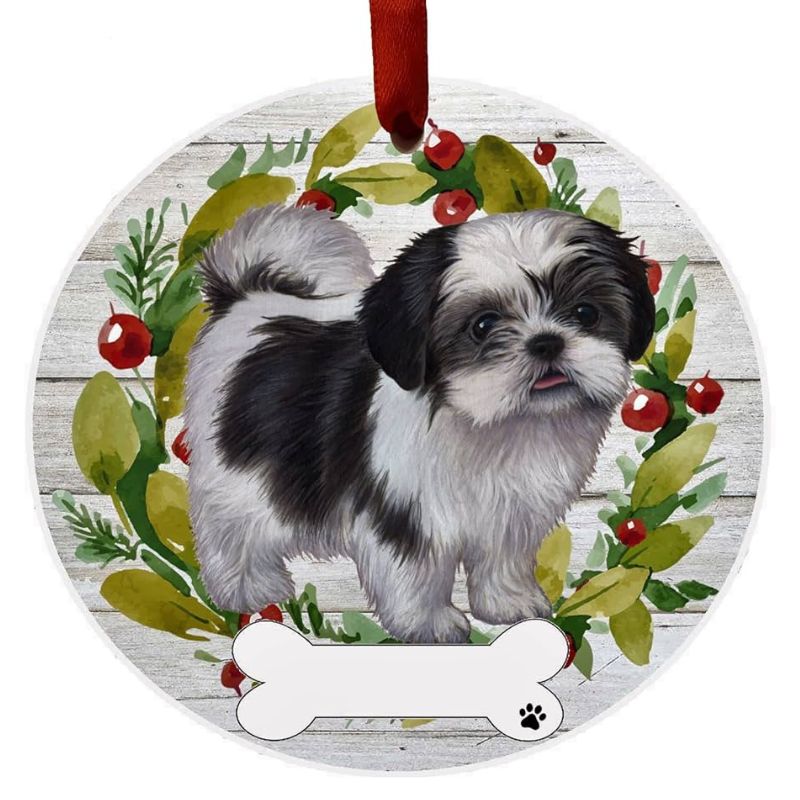 Shih Tzu Black & White Ornament